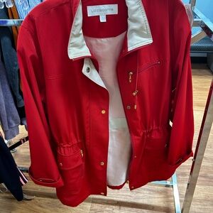 Liz Claiborne Red Utility Jacket with Gold Accents